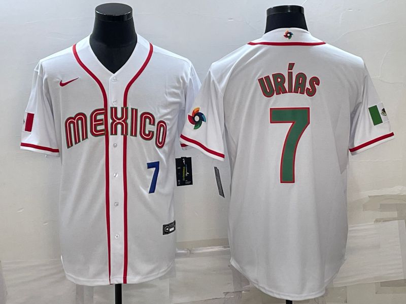 Men 2023 World Cub Mexico #7 Urias White Nike MLB Jersey10